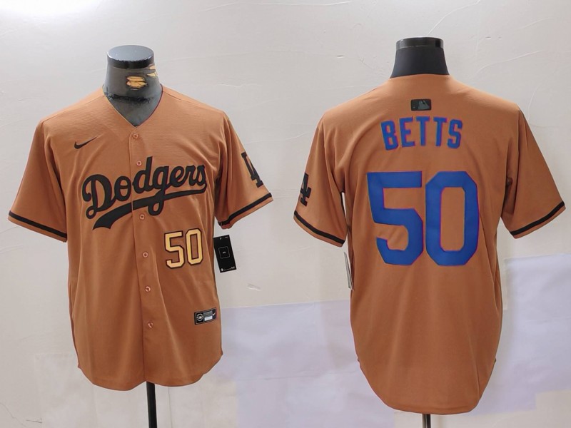 Men Los Angeles Dodgers #50 Betts army green joint name 2024 Nike MLB Jersey style 5->los angeles dodgers->MLB Jersey